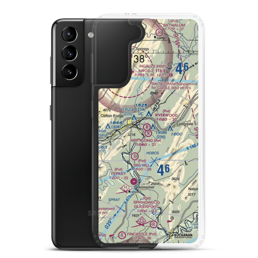 Riverwood Airport (0VA2) VFR Sectional Samsung Case Samsung Galaxy S21 Plus model shown