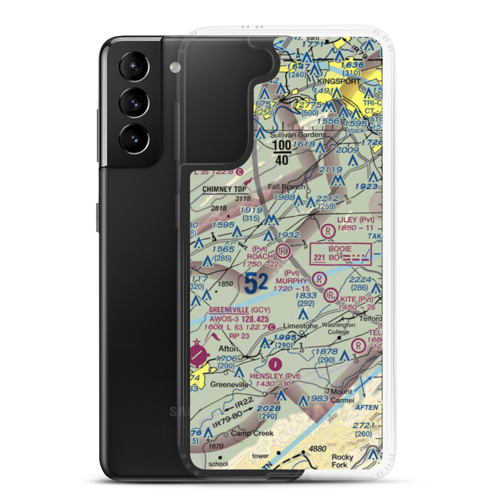 Roach Farm Airport (65TN) VFR Sectional Samsung Case Samsung Galaxy S21 Plus model shown