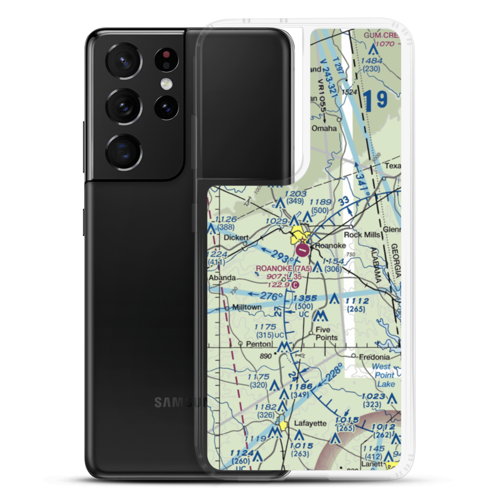 Roanoke Municipal Airport (7A5) VFR Sectional Samsung Case Samsung Galaxy S21 Ultra model shown