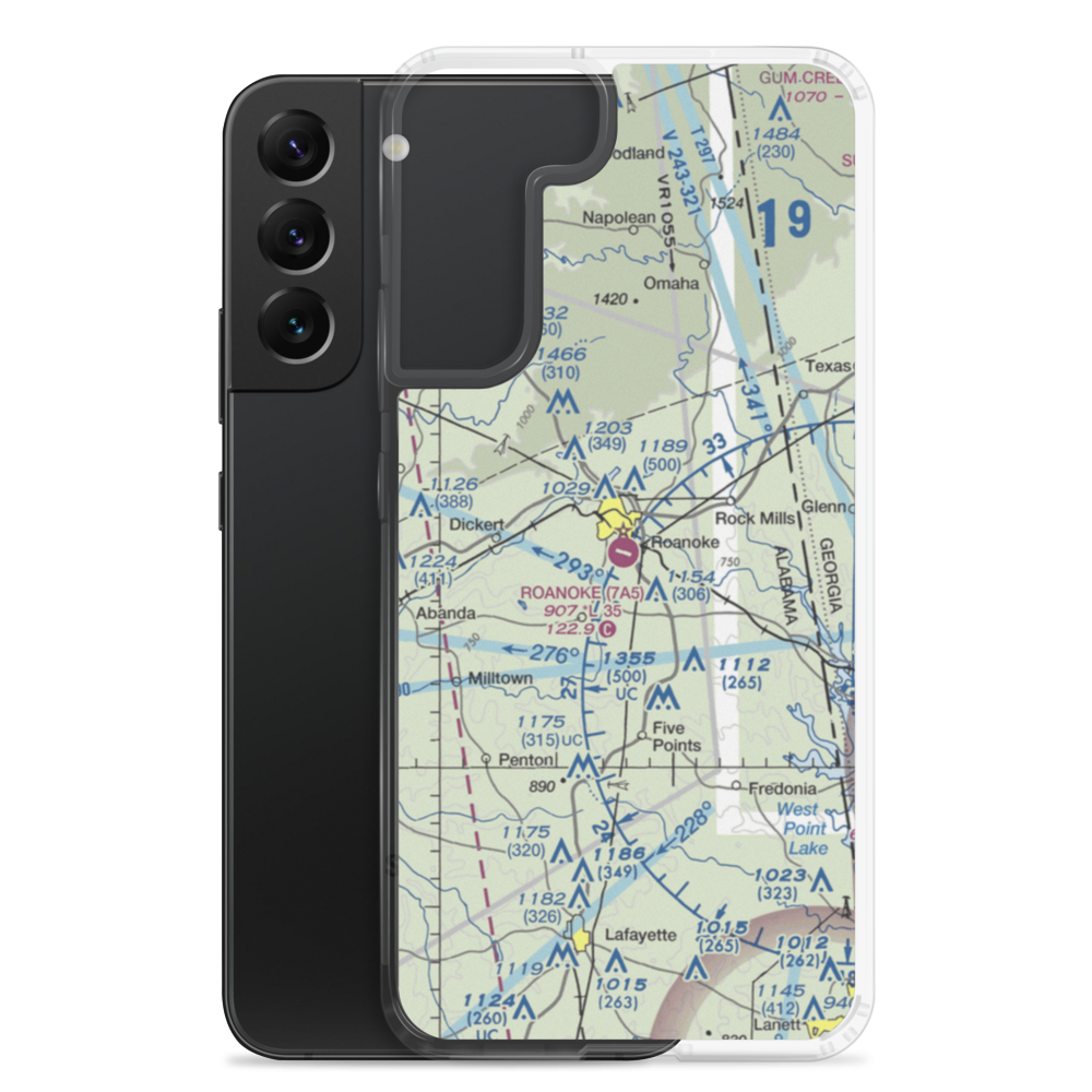 Roanoke Municipal Airport (7A5) VFR Sectional Samsung Case Samsung Galaxy S22 Plus model shown