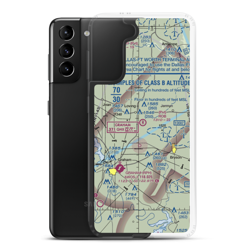 Rob Airport (95TS) VFR Sectional Samsung Case Samsung Galaxy S21 Plus model shown