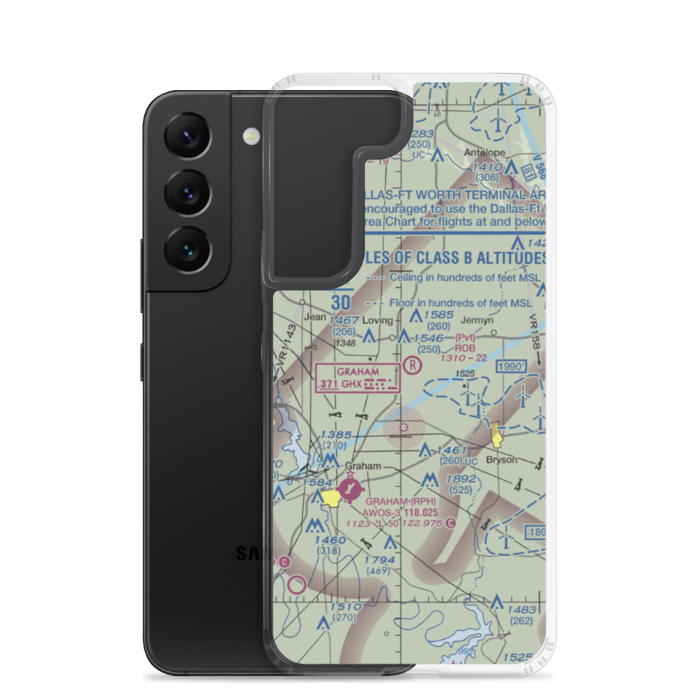 Rob Airport (95TS) VFR Sectional Samsung Case Samsung Galaxy S22 model shown