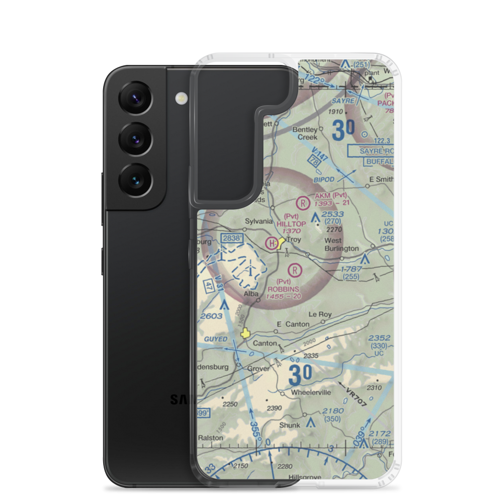 Robbins Farm Airport (0PA3) VFR Sectional Samsung Case Samsung Galaxy S22 model shown