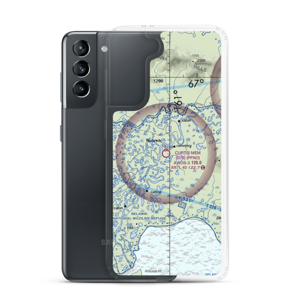 Robert (Bob) Curtis Memorial Airport (D76) VFR Sectional Samsung Case Samsung Galaxy S21 model shown