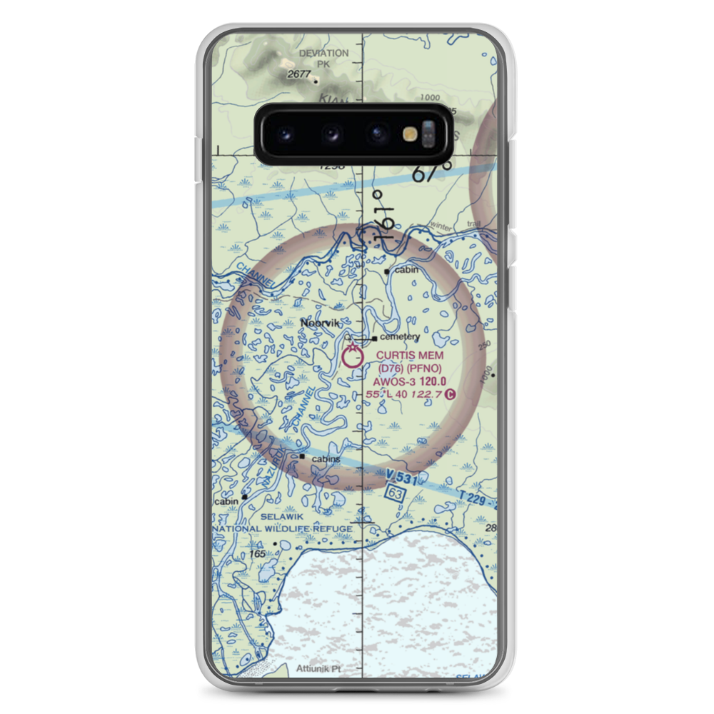 Robert (Bob) Curtis Memorial Airport (D76) VFR Sectional Samsung Case Samsung Galaxy S10+ model shown