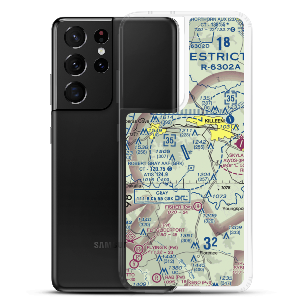 Robert Gray  Army Air Field Airport (GRK) VFR Sectional Samsung Case Samsung Galaxy S21 Ultra model shown