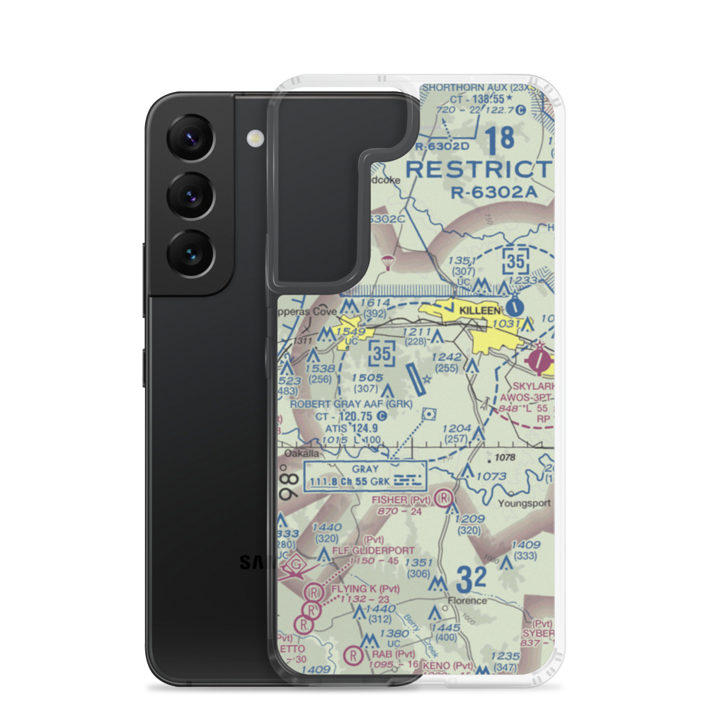 Robert Gray  Army Air Field Airport (GRK) VFR Sectional Samsung Case Samsung Galaxy S22 model shown