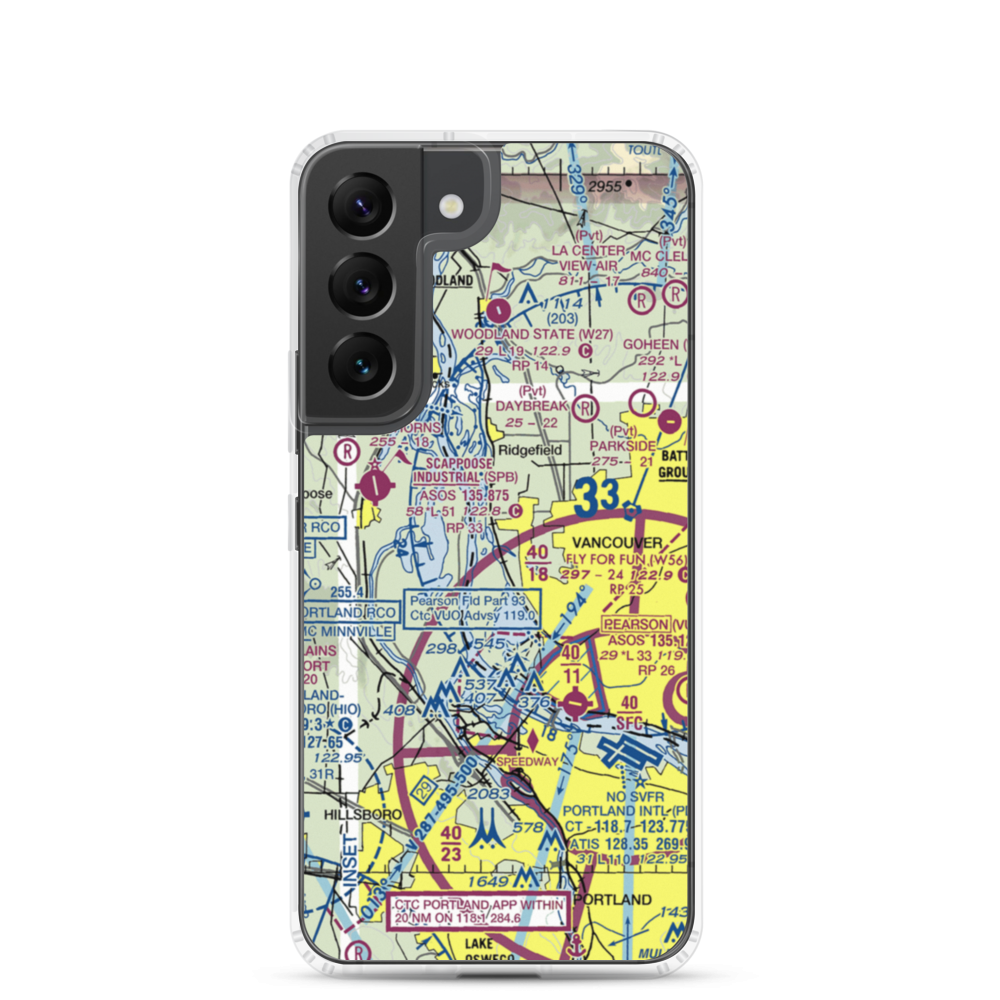 Robert L Delanoy Airport (28WA) VFR Sectional Samsung Case Samsung Galaxy S22 model shown