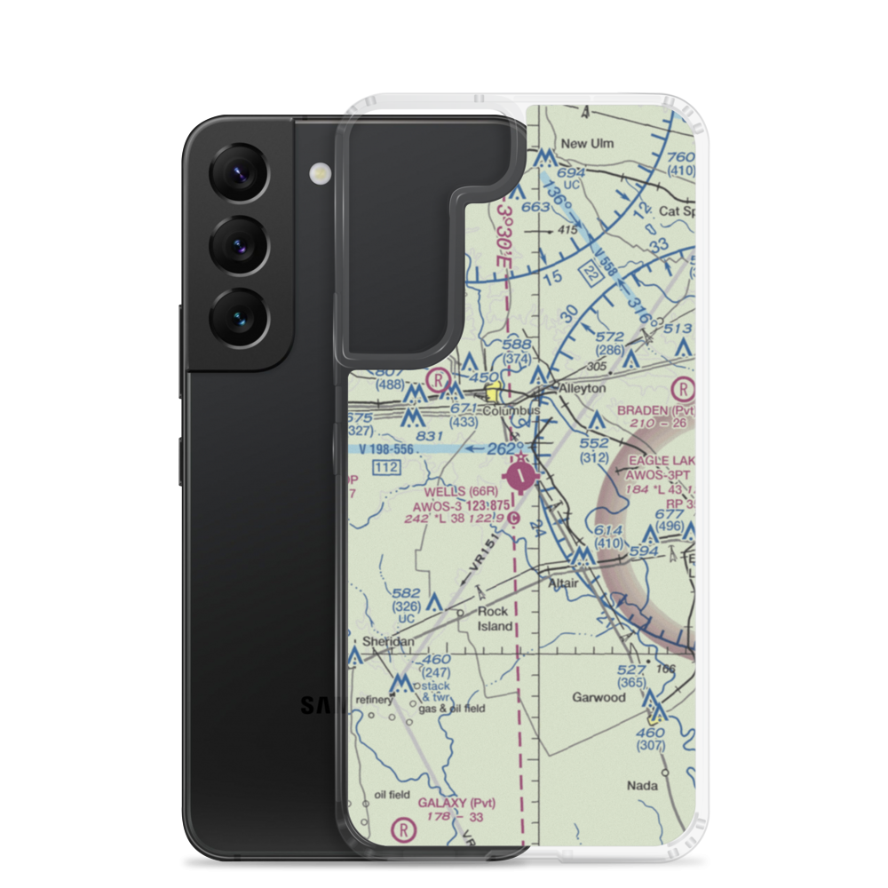 Robert R Wells Jr Airport (66R) VFR Sectional Samsung Case Samsung Galaxy S22 model shown