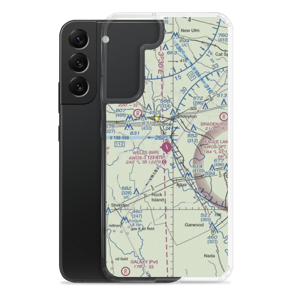 Robert R Wells Jr Airport (66R) VFR Sectional Samsung Case Samsung Galaxy S22 Plus model shown