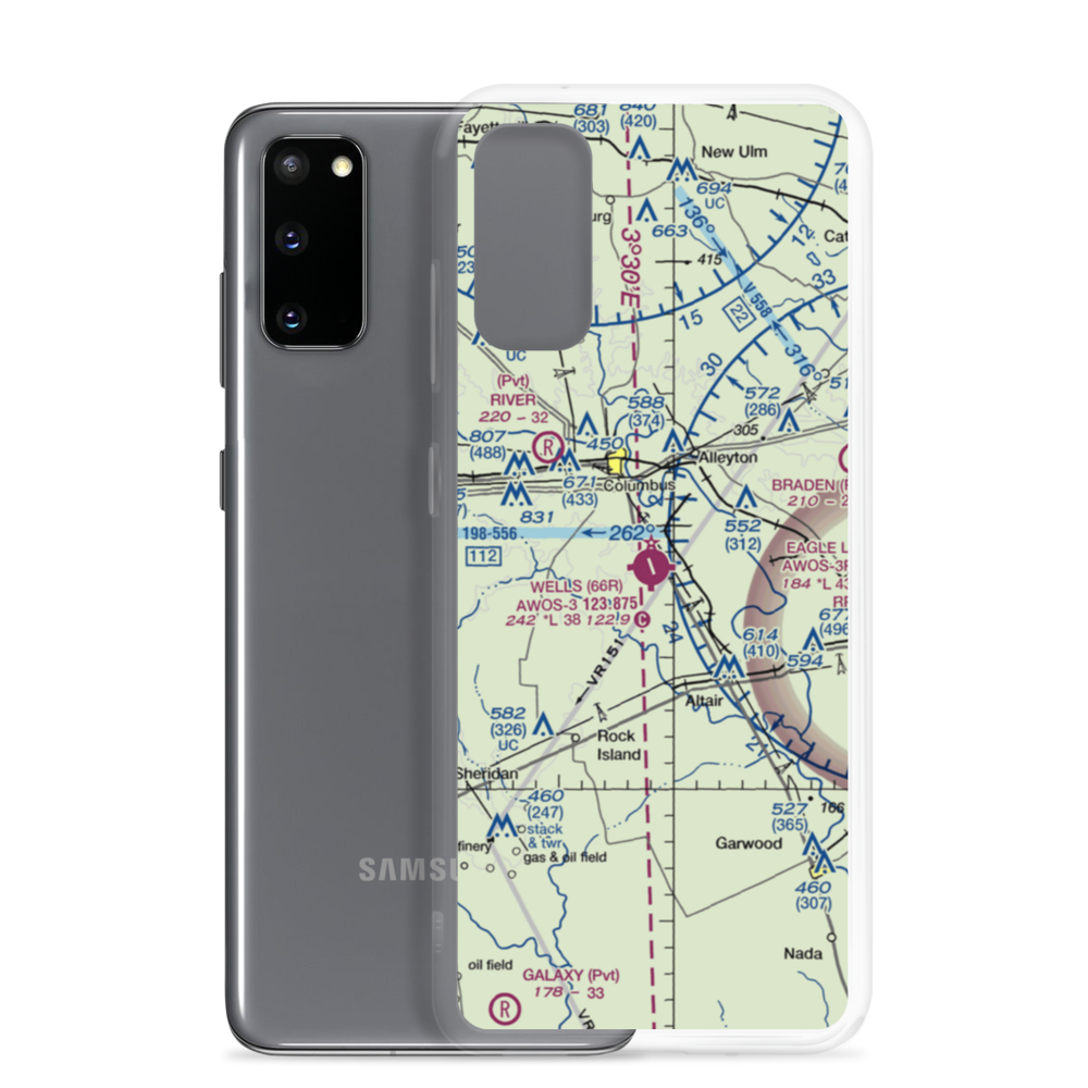 Robert R Wells Jr Airport (66R) VFR Sectional Samsung Case Samsung Galaxy S20 model shown