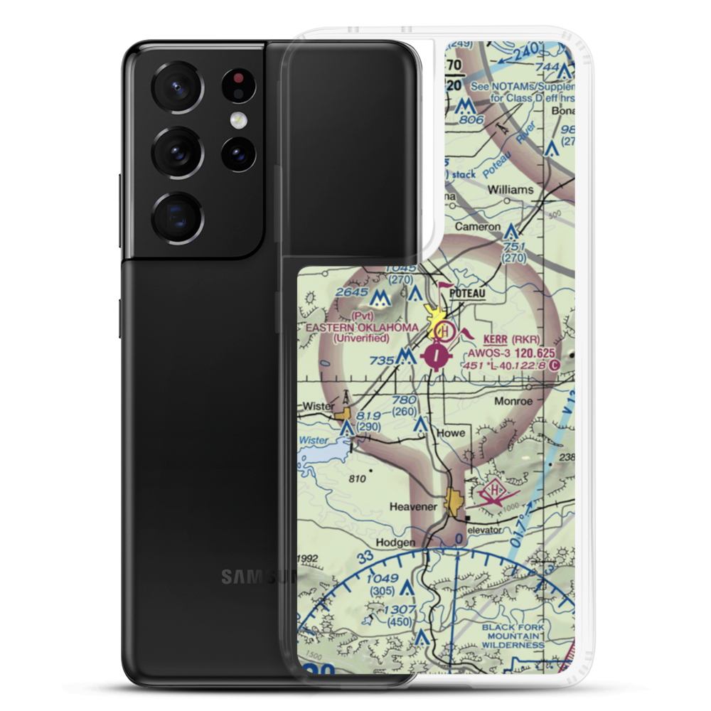 Robert S Kerr Airport (RKR) VFR Sectional Samsung Case Samsung Galaxy S21 Ultra model shown