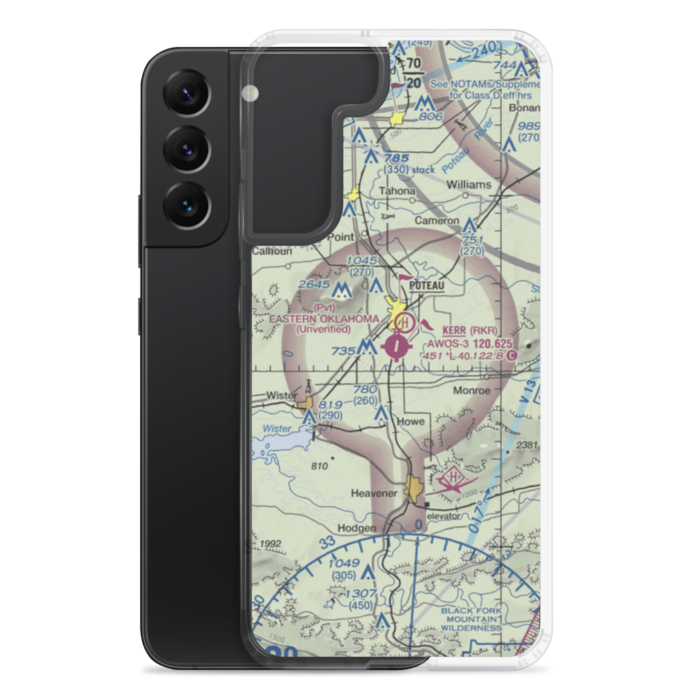 Robert S Kerr Airport (RKR) VFR Sectional Samsung Case Samsung Galaxy S22 Plus model shown