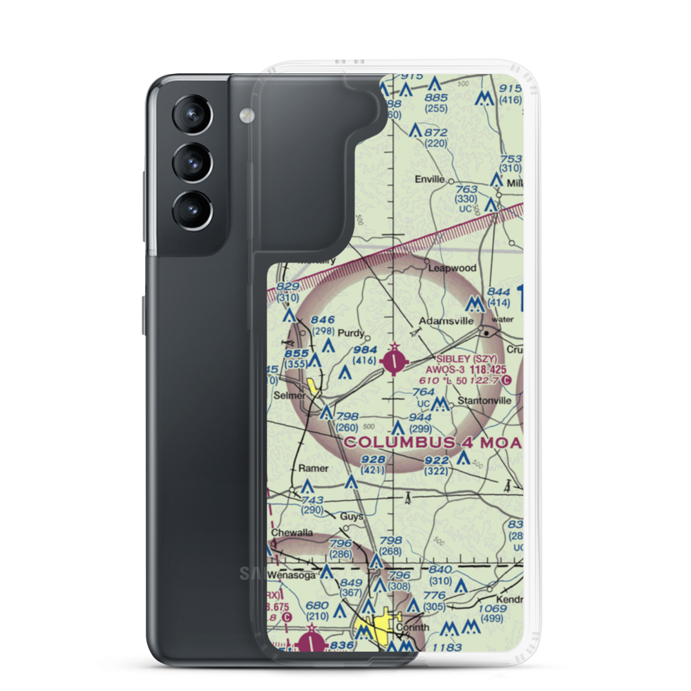 Robert Sibley Airport (SZY) VFR Sectional Samsung Case Samsung Galaxy S21 model shown