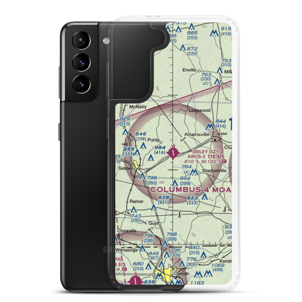 Robert Sibley Airport (SZY) VFR Sectional Samsung Case Samsung Galaxy S21 Plus model shown