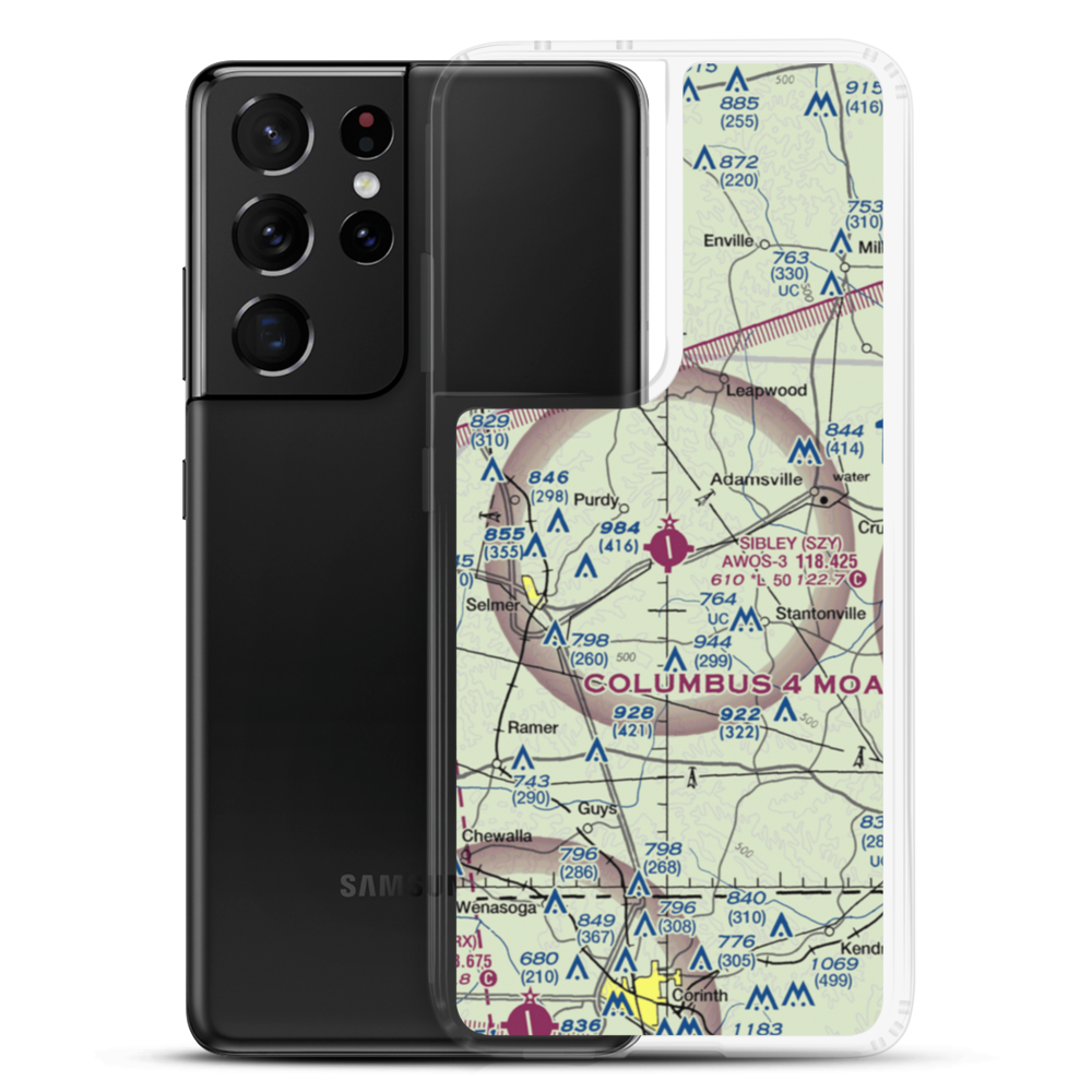 Robert Sibley Airport (SZY) VFR Sectional Samsung Case Samsung Galaxy S21 Ultra model shown