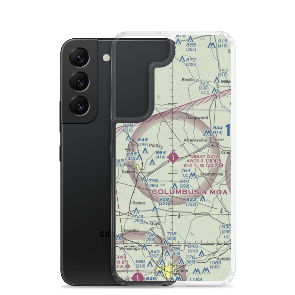 Robert Sibley Airport (SZY) VFR Sectional Samsung Case Samsung Galaxy S22 model shown