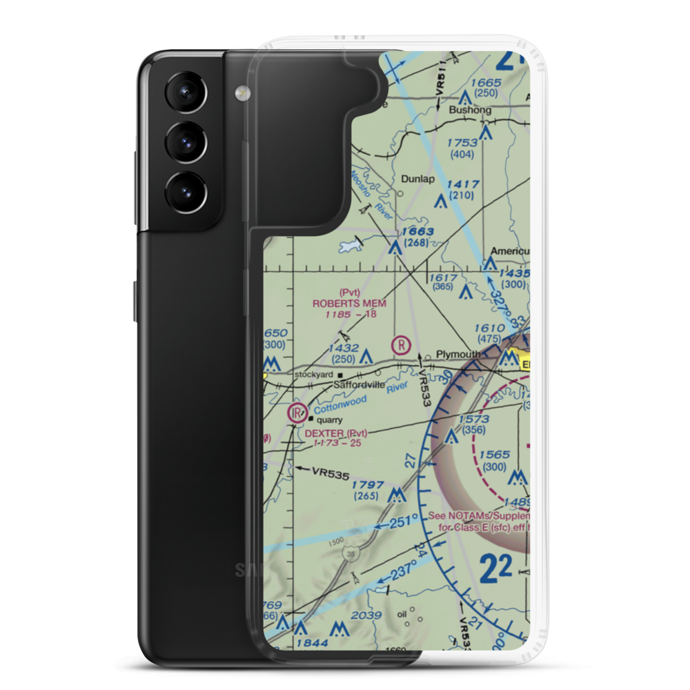 Roberts Memorial Airport (SN04) VFR Sectional Samsung Case Samsung Galaxy S21 Plus model shown