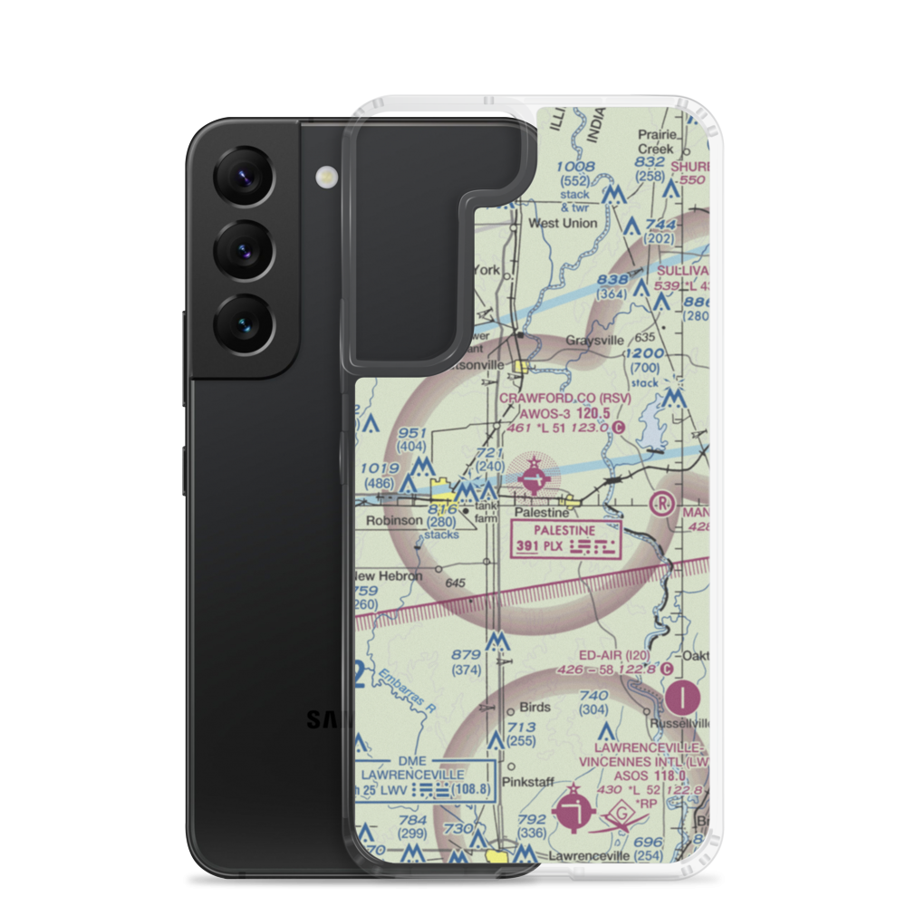 Robinson Municipal Airport (RSV) VFR Sectional Samsung Case Samsung Galaxy S22 model shown