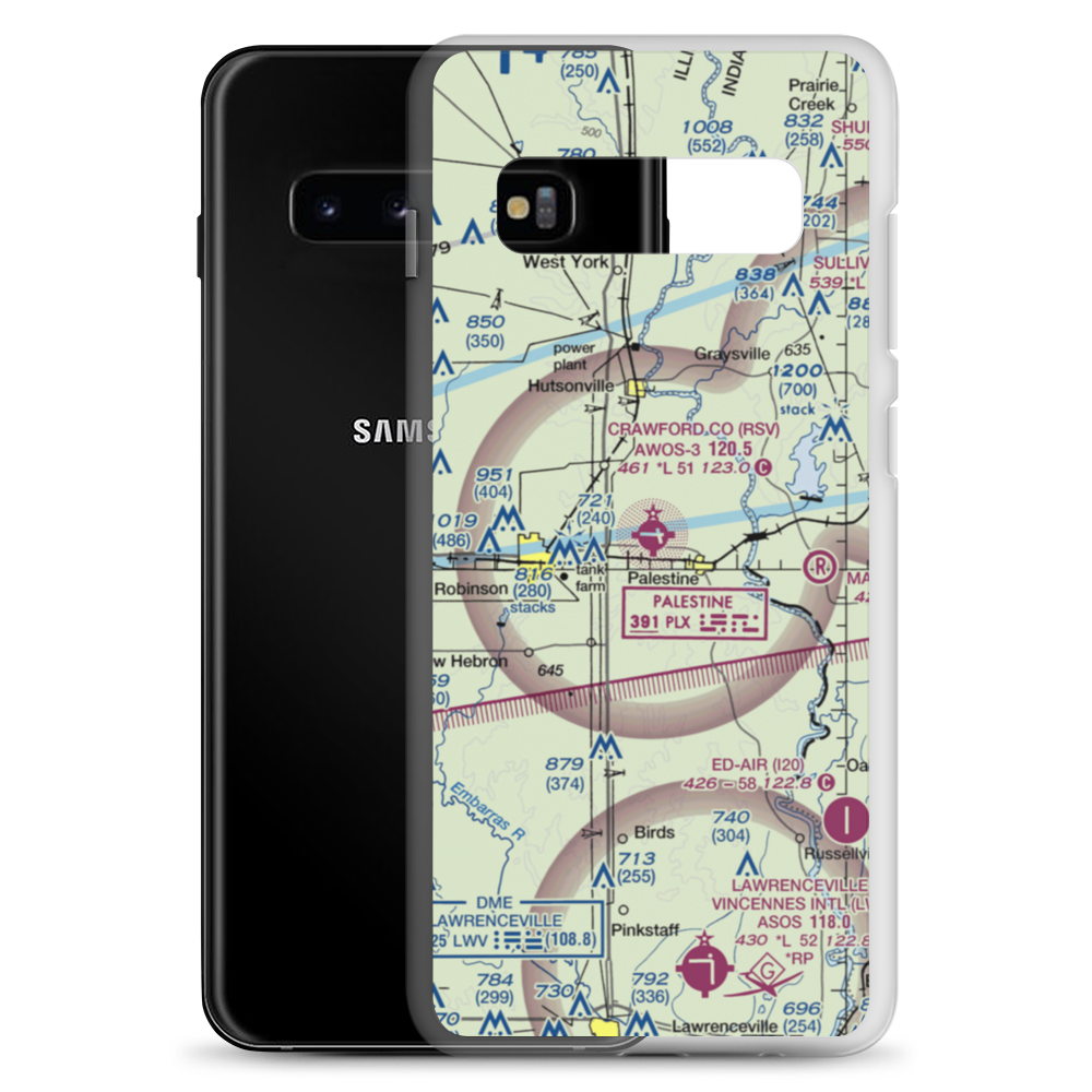 Robinson Municipal Airport (RSV) VFR Sectional Samsung Case Samsung Galaxy S10+ model shown