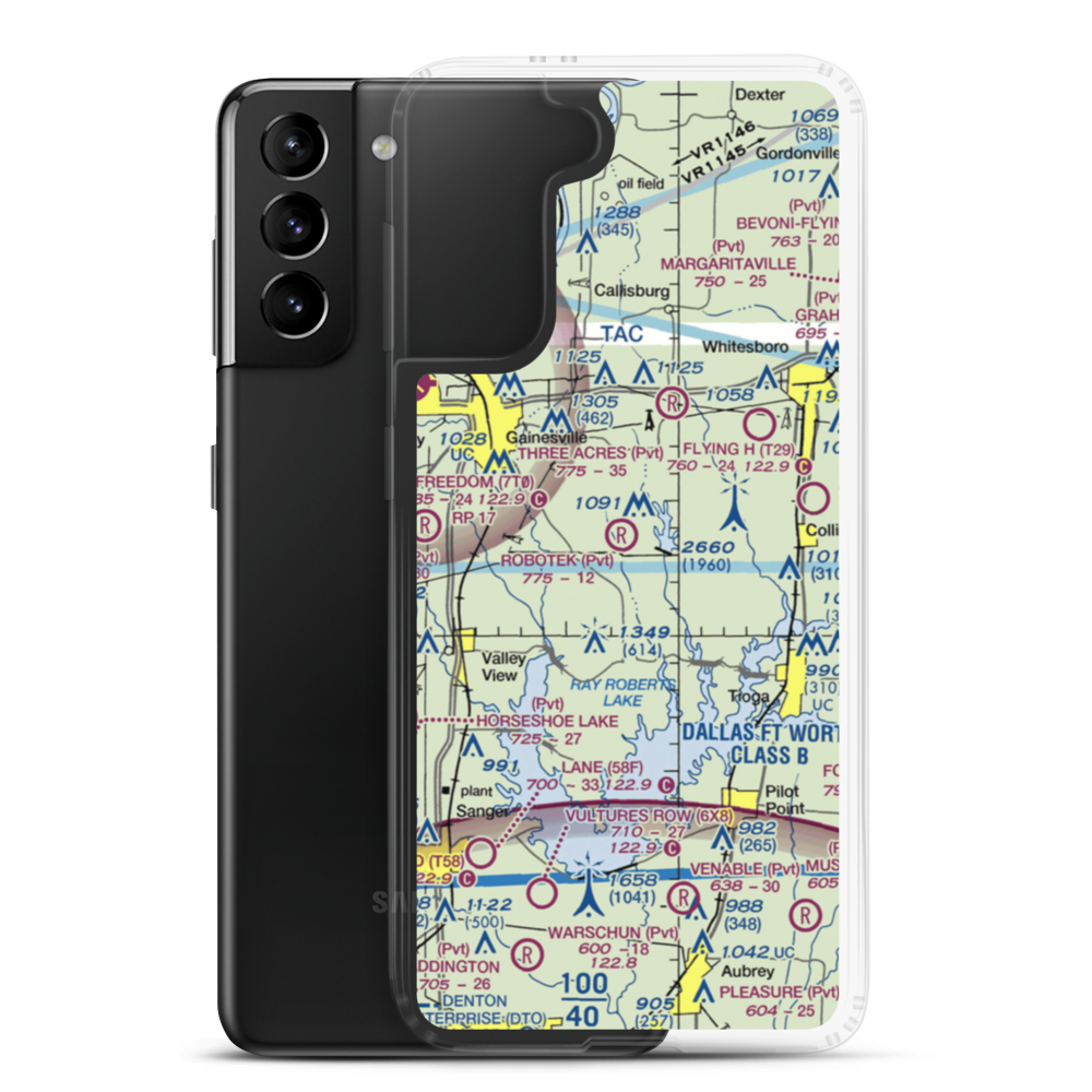 Robotek Airport (TX81) VFR Sectional Samsung Case Samsung Galaxy S21 Plus model shown