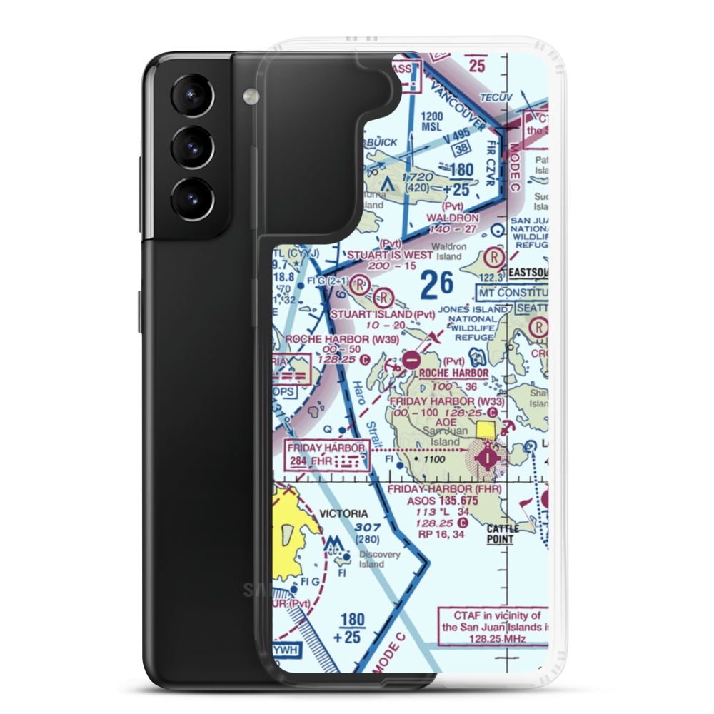 Roche Harbor Airport (RCE) VFR Sectional Samsung Case Samsung Galaxy S21 Plus model shown