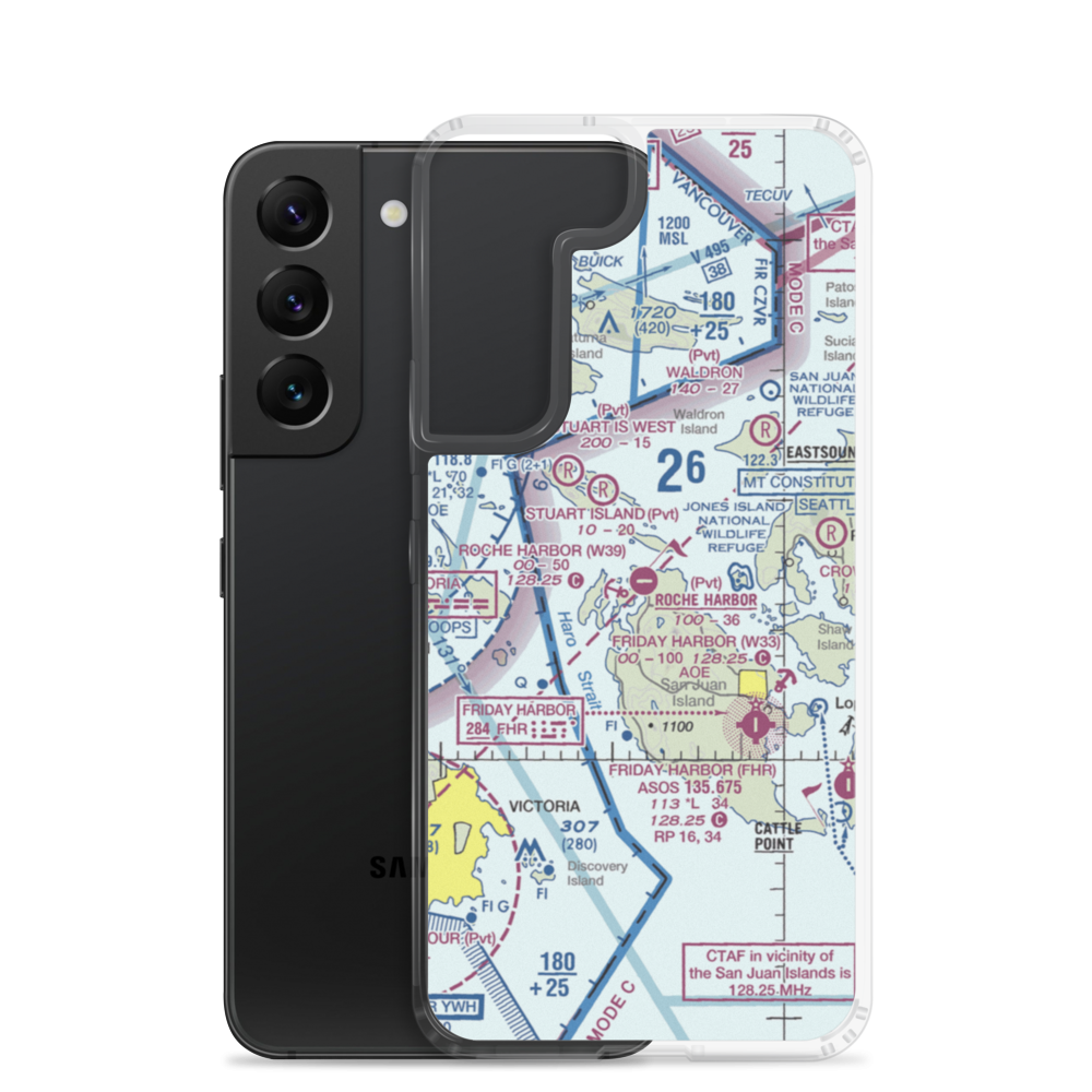 Roche Harbor Airport (RCE) VFR Sectional Samsung Case Samsung Galaxy S22 model shown
