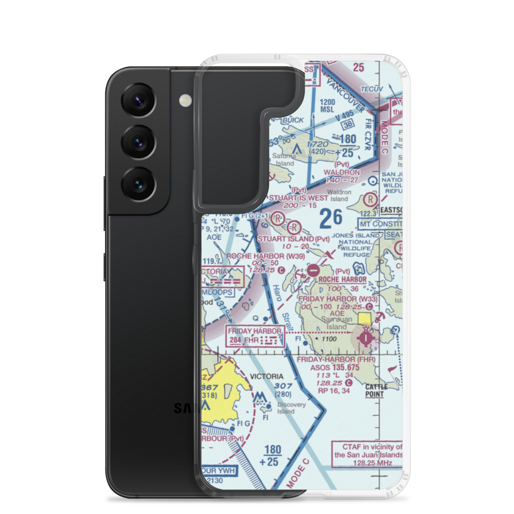 Roche Harbor Seaplane Base (W39) VFR Sectional Samsung Case Samsung Galaxy S22 model shown