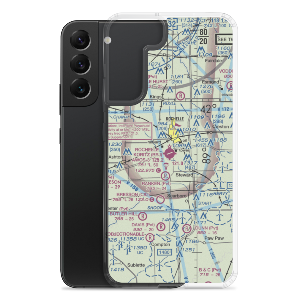 Rochelle Municipal Airport - Koritz Field (RPJ) VFR Sectional Samsung Case Samsung Galaxy S22 Plus model shown