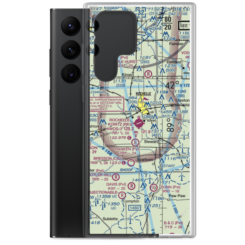 Rochelle Municipal Airport - Koritz Field (RPJ) VFR Sectional Samsung Case Samsung Galaxy S22 Ultra model shown