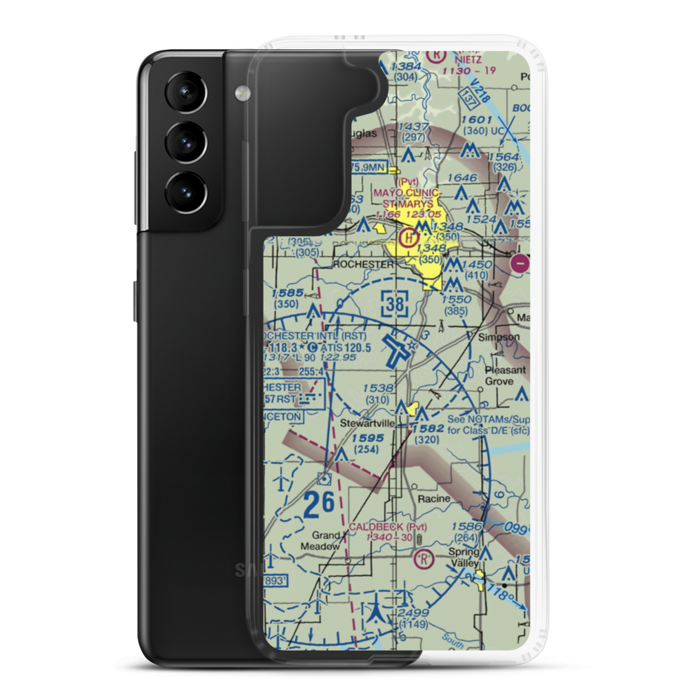 Rochester International Airport (RST) VFR Sectional Samsung Case Samsung Galaxy S21 Plus model shown