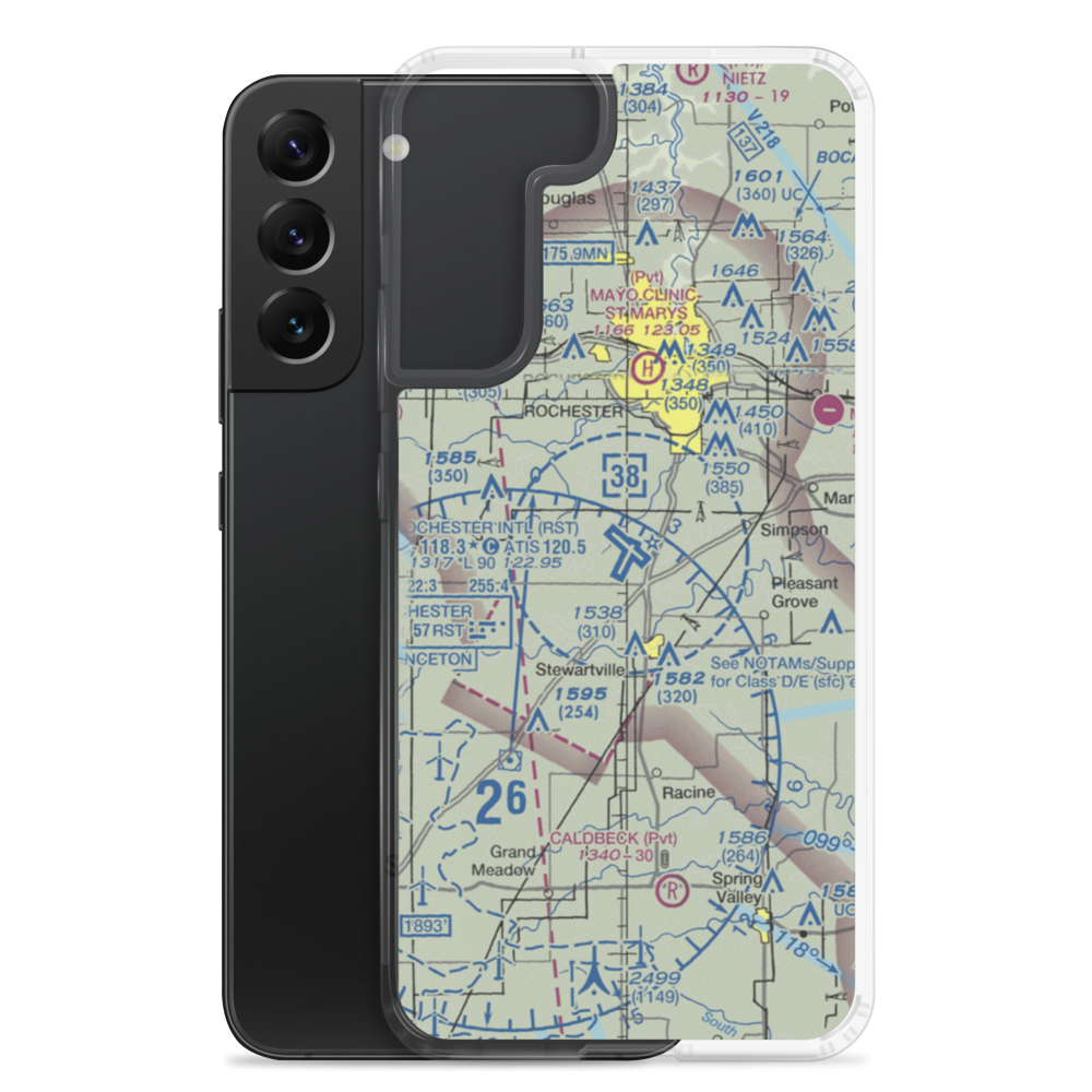 Rochester International Airport (RST) VFR Sectional Samsung Case Samsung Galaxy S22 Plus model shown
