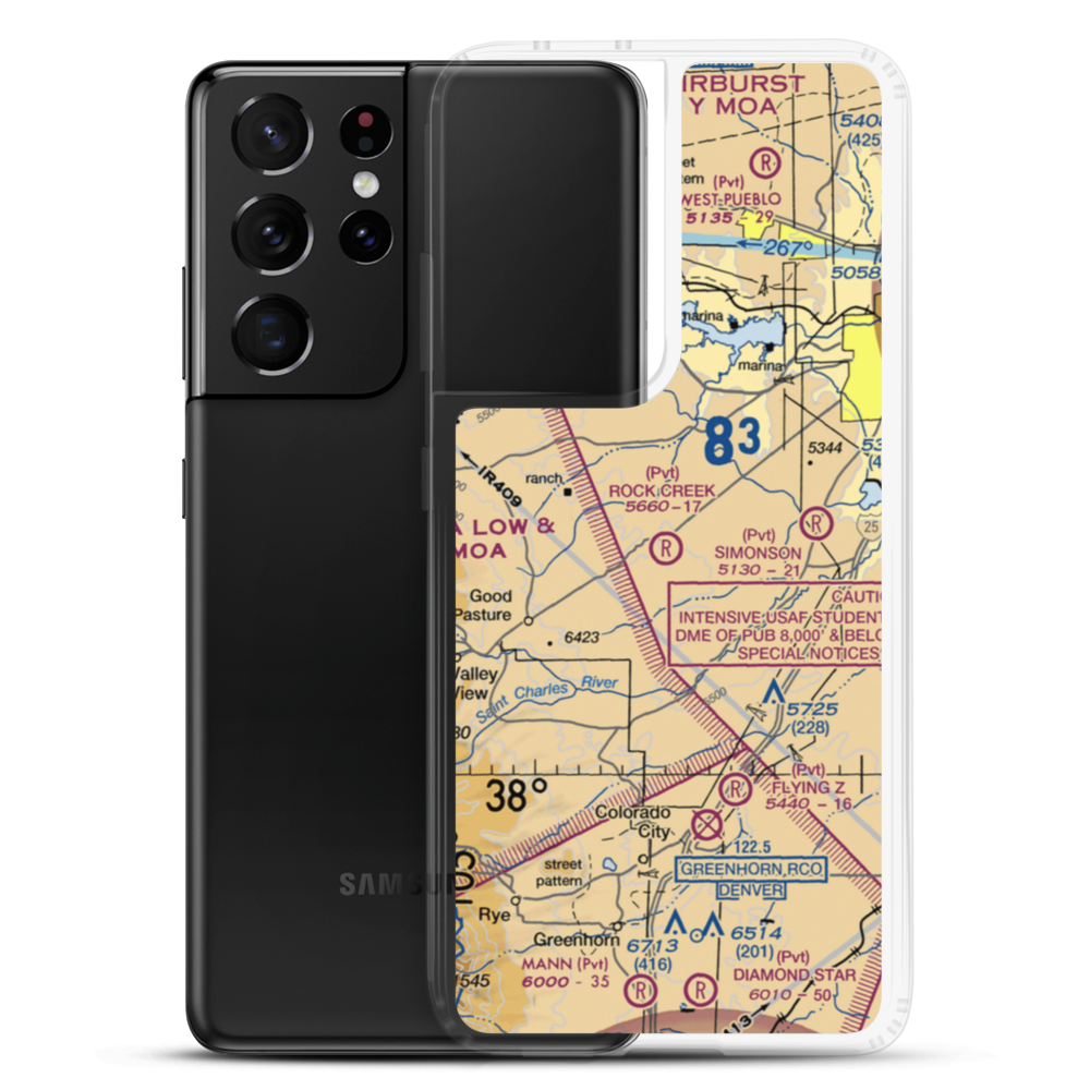 Rock Creek Airport (99CO) VFR Sectional Samsung Case Samsung Galaxy S21 Ultra model shown