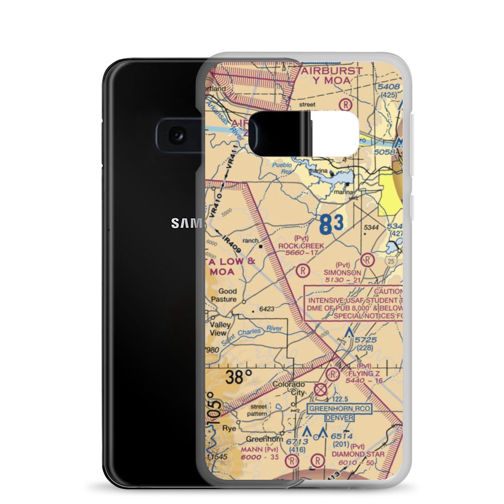 Rock Creek Airport (99CO) VFR Sectional Samsung Case Samsung Galaxy S10e model shown