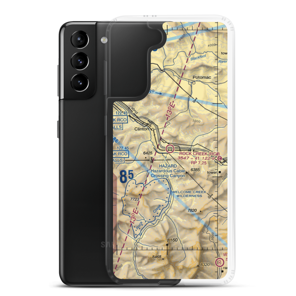 Rock Creek Airport (RC0) VFR Sectional Samsung Case Samsung Galaxy S21 Plus model shown