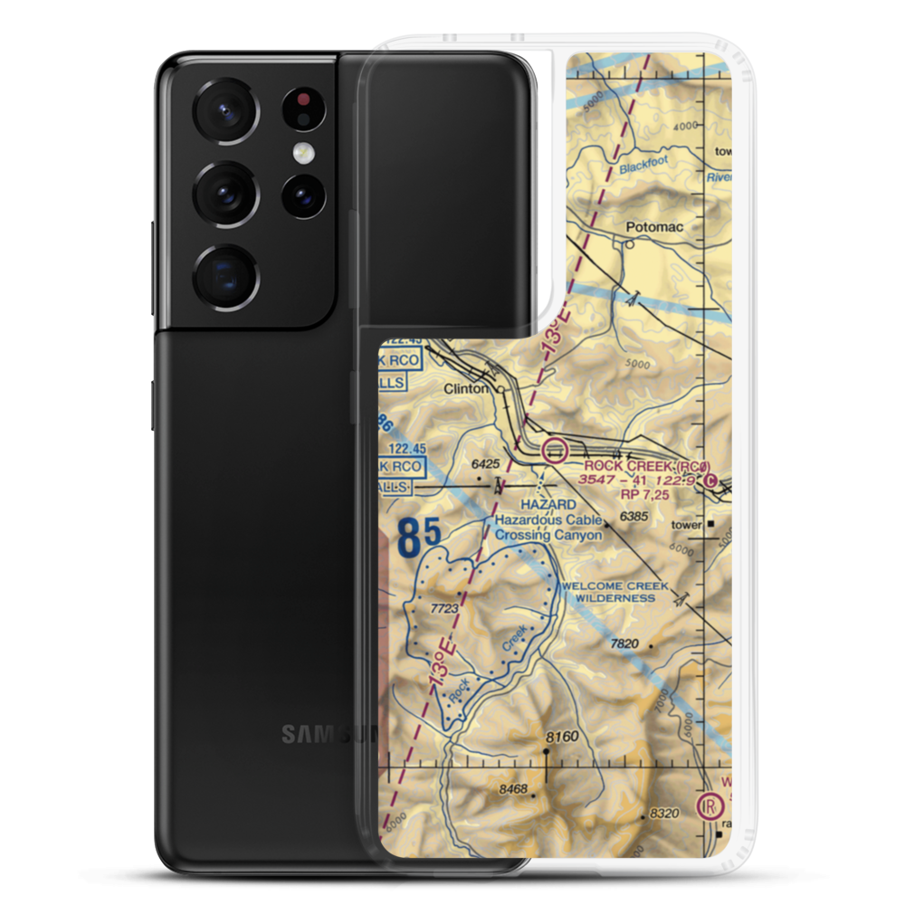 Rock Creek Airport (RC0) VFR Sectional Samsung Case Samsung Galaxy S21 Ultra model shown