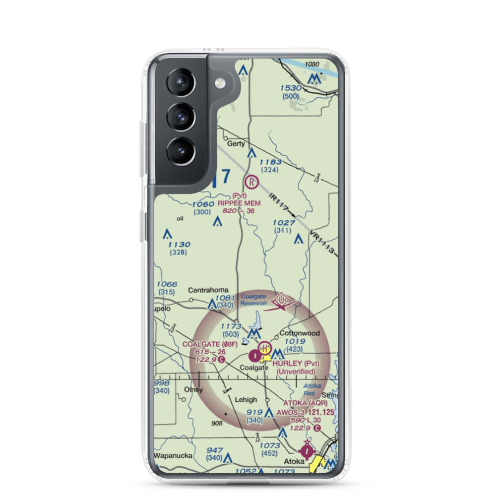 Rock Creek Farm Airport (0OK4) VFR Sectional Samsung Case Samsung Galaxy S21 model shown