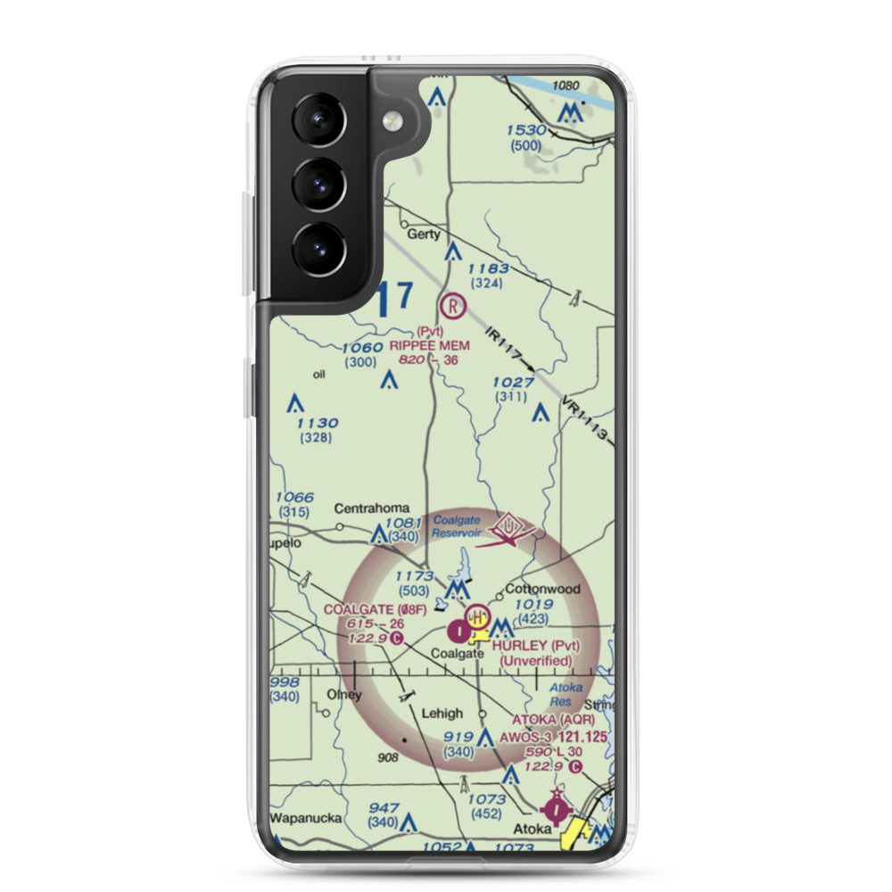 Rock Creek Farm Airport (0OK4) VFR Sectional Samsung Case Samsung Galaxy S21 Plus model shown