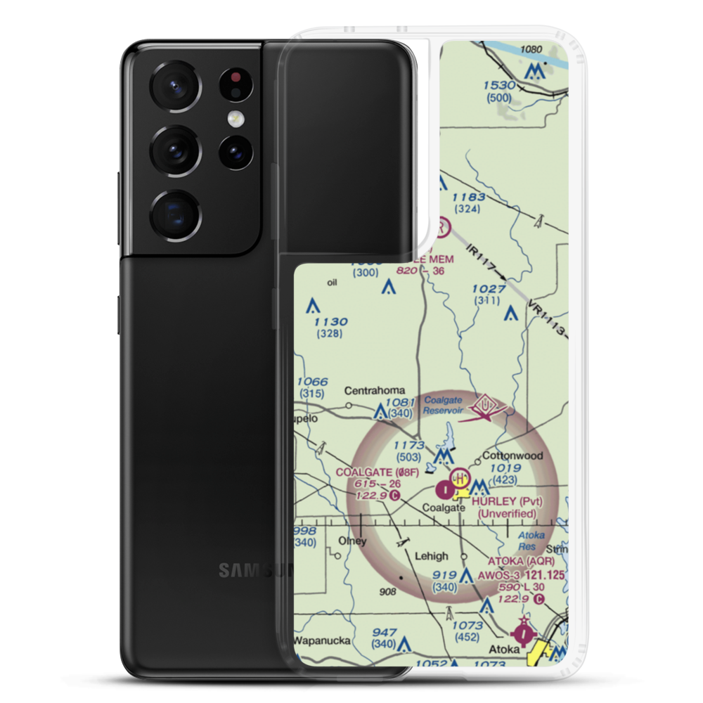 Rock Creek Farm Airport (0OK4) VFR Sectional Samsung Case Samsung Galaxy S21 Ultra model shown