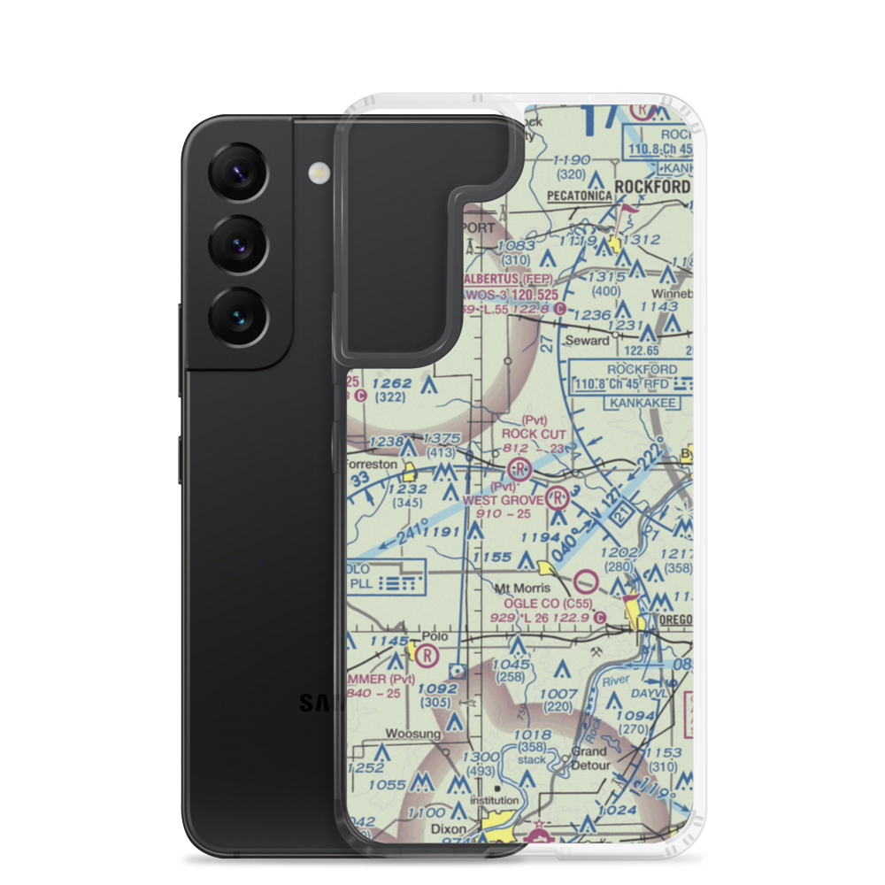 Rock Cut Farms Airport (48LL) VFR Sectional Samsung Case Samsung Galaxy S22 model shown