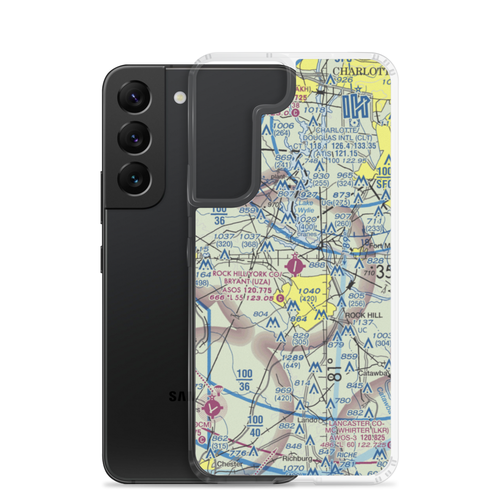 Rock Hill - York County Airport (UZA) VFR Sectional Samsung Case Samsung Galaxy S22 model shown