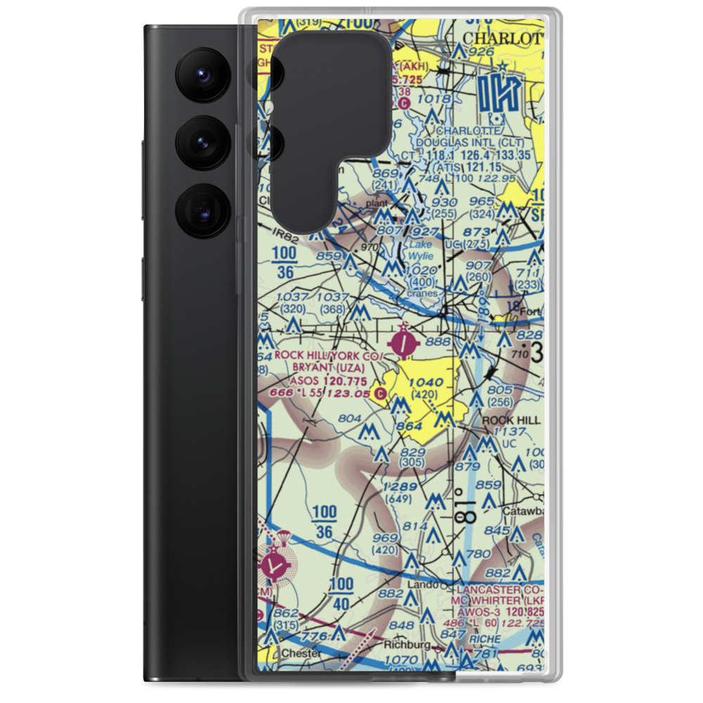Rock Hill - York County Airport (UZA) VFR Sectional Samsung Case Samsung Galaxy S22 Ultra model shown