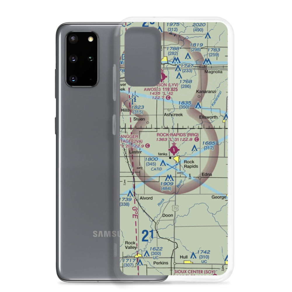Rock Rapids Municipal Airport (RRQ) VFR Sectional Samsung Case Samsung Galaxy S20 Plus model shown