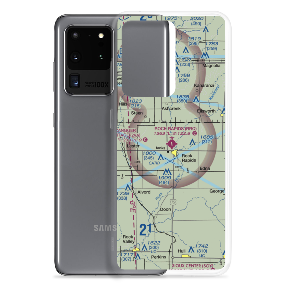 Rock Rapids Municipal Airport (RRQ) VFR Sectional Samsung Case Samsung Galaxy S20 Ultra model shown