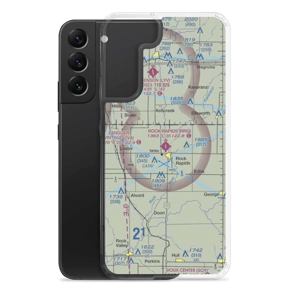 Rock Rapids Municipal Airport (RRQ) VFR Sectional Samsung Case Samsung Galaxy S22 Plus model shown