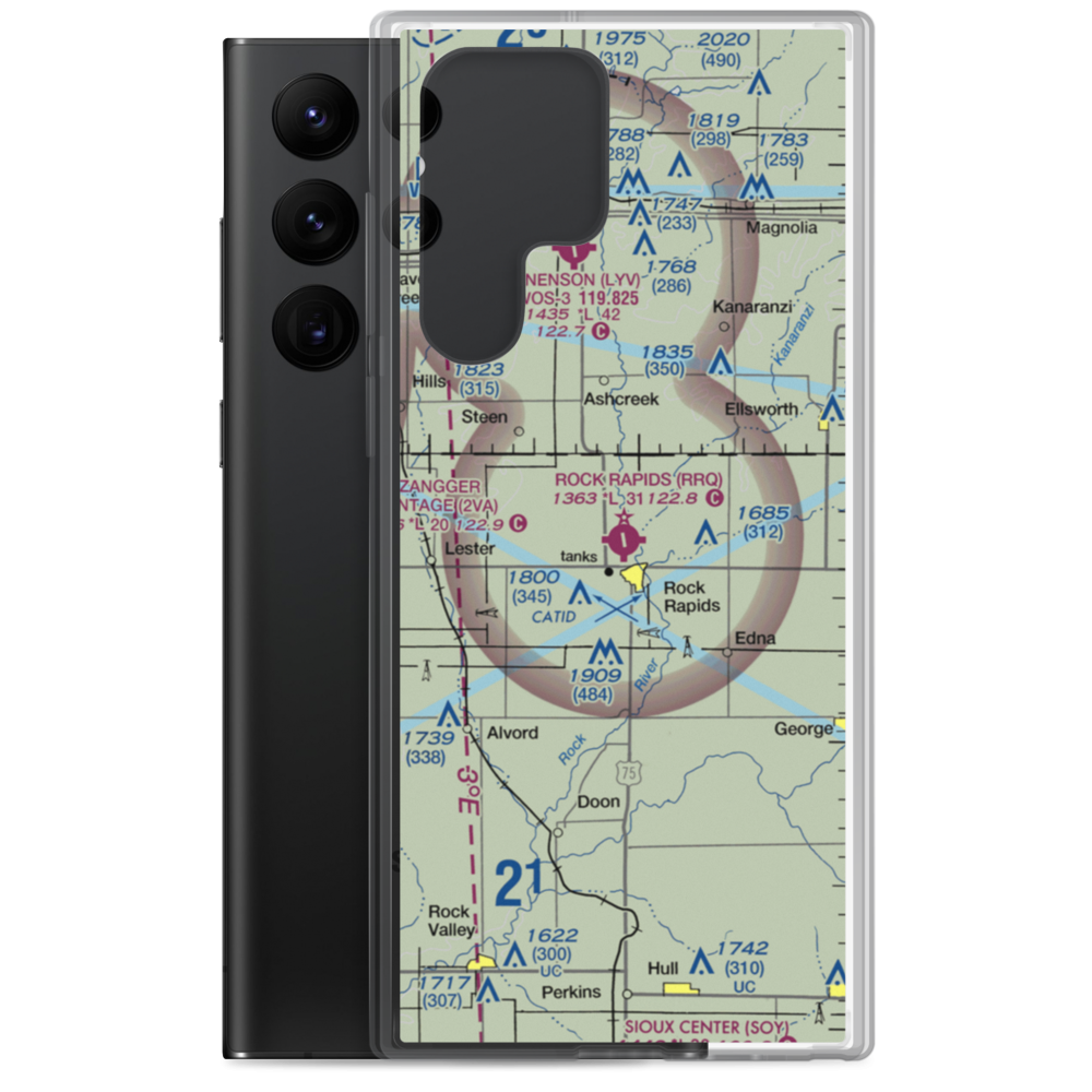 Rock Rapids Municipal Airport (RRQ) VFR Sectional Samsung Case Samsung Galaxy S22 Ultra model shown