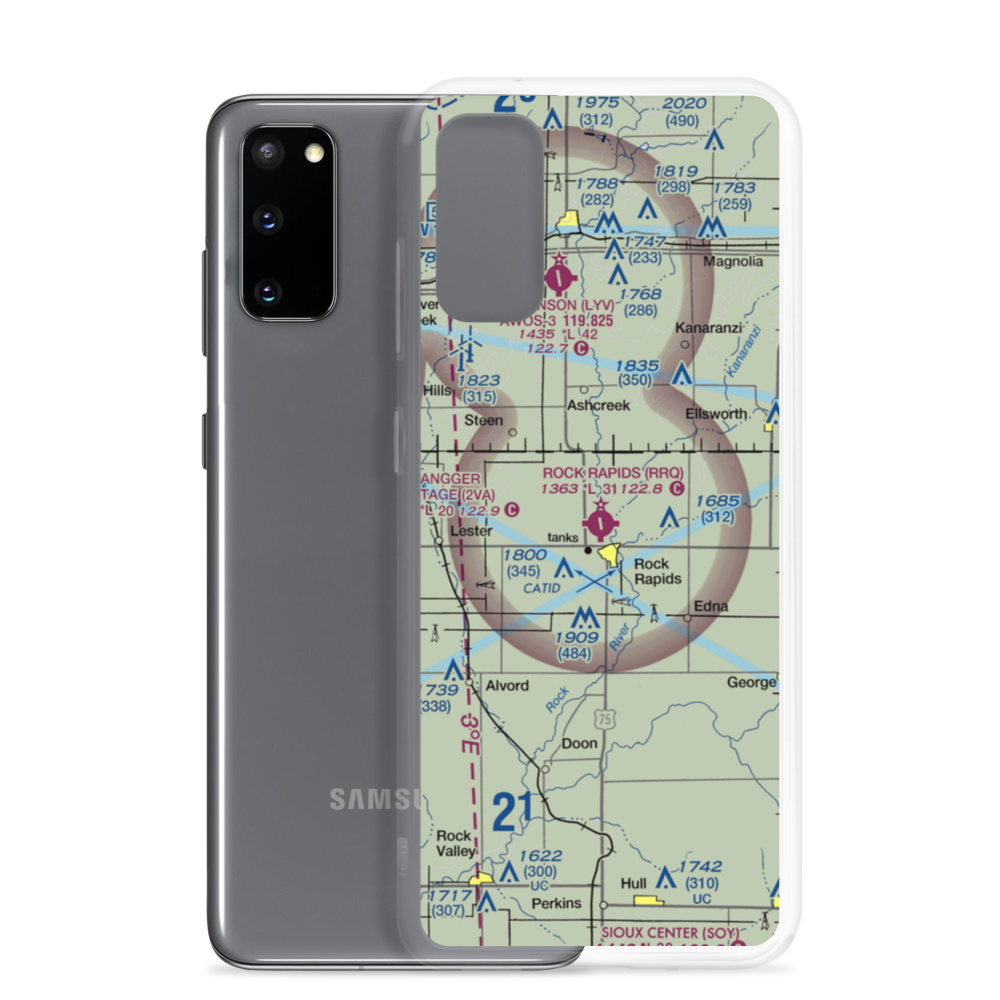 Rock Rapids Municipal Airport (RRQ) VFR Sectional Samsung Case Samsung Galaxy S20 model shown