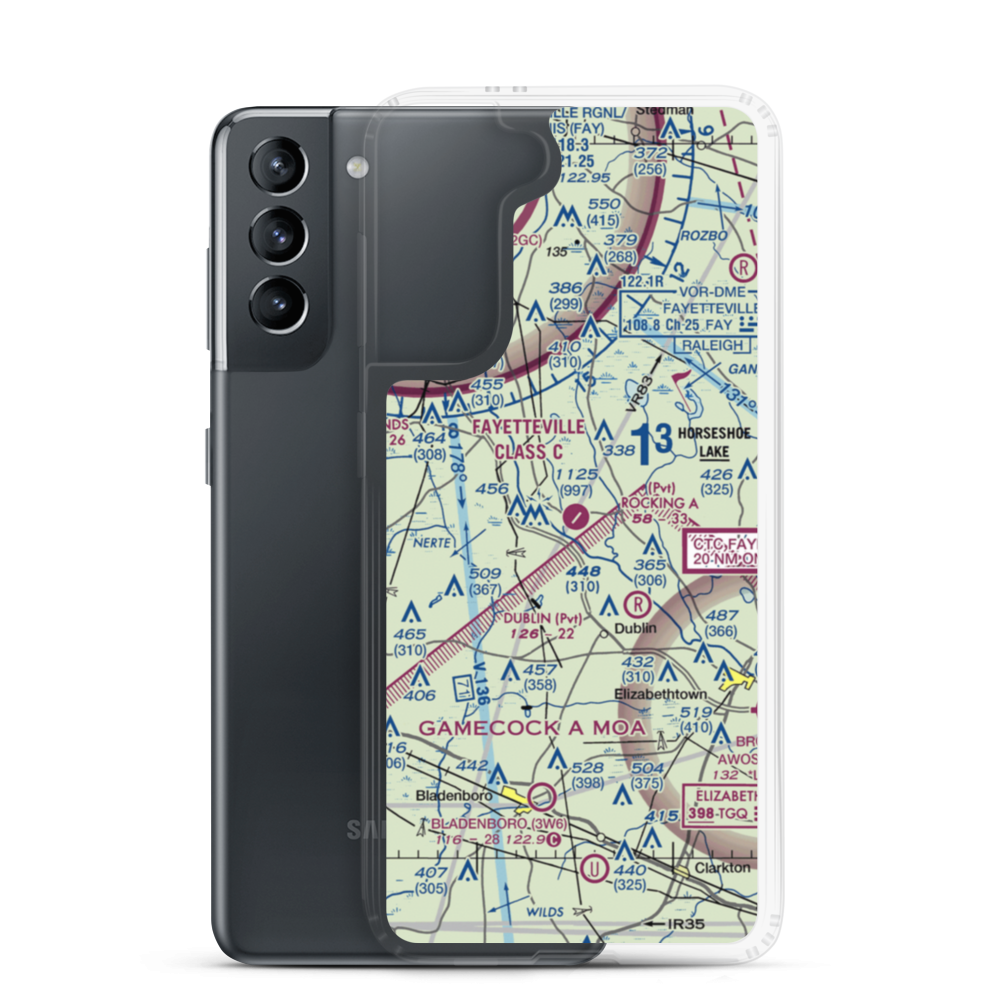 Rocking A Farm Airport (NC86) VFR Sectional Samsung Case Samsung Galaxy S21 model shown