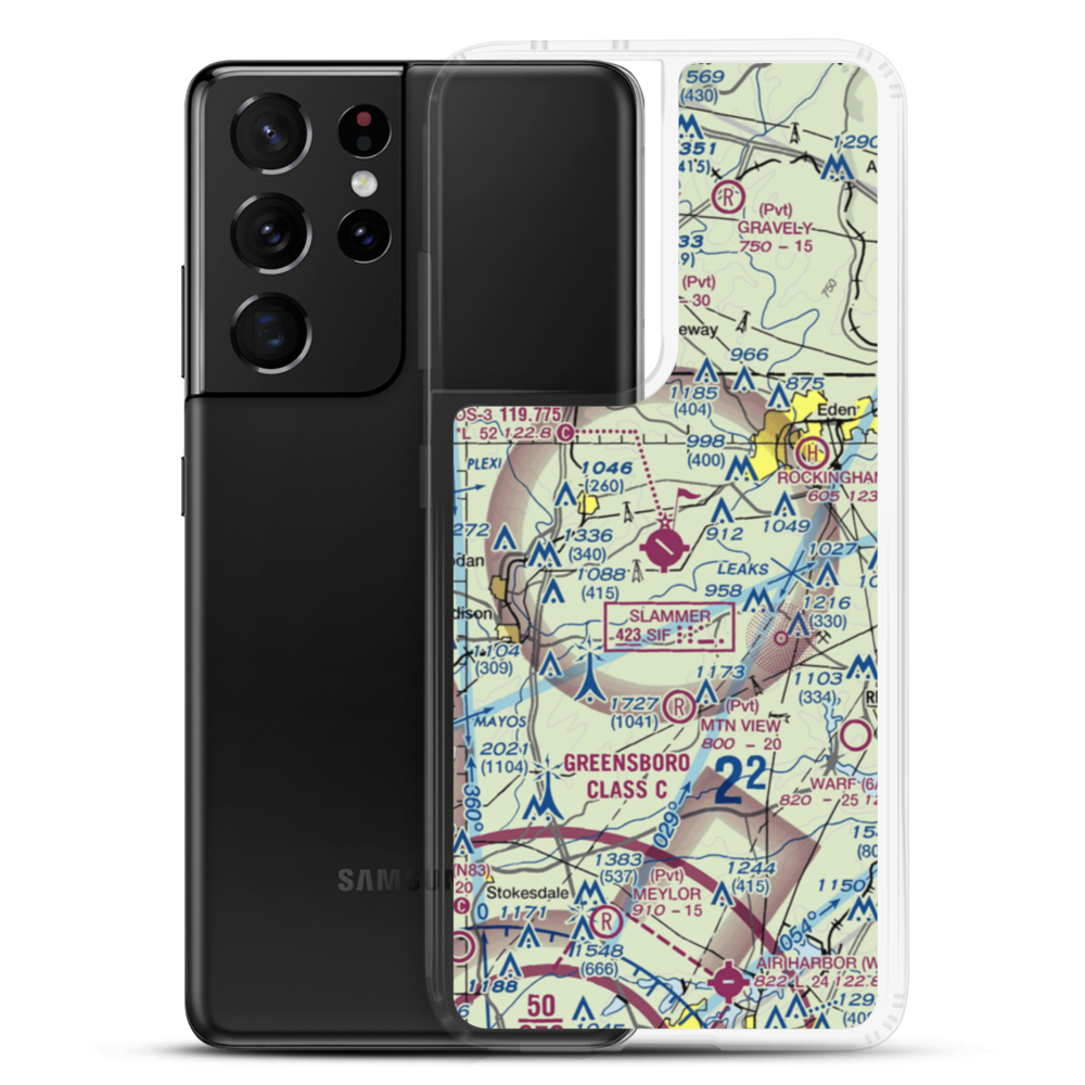 Rockingham County NC Shiloh Airport (SIF) VFR Sectional Samsung Case Samsung Galaxy S21 Ultra model shown
