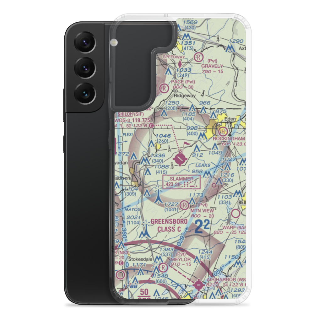 Rockingham County NC Shiloh Airport (SIF) VFR Sectional Samsung Case Samsung Galaxy S22 Plus model shown